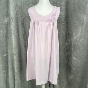 Vintage Lorraine Floral Applique Lavender Nightgown Nightie Slip Dress Size M